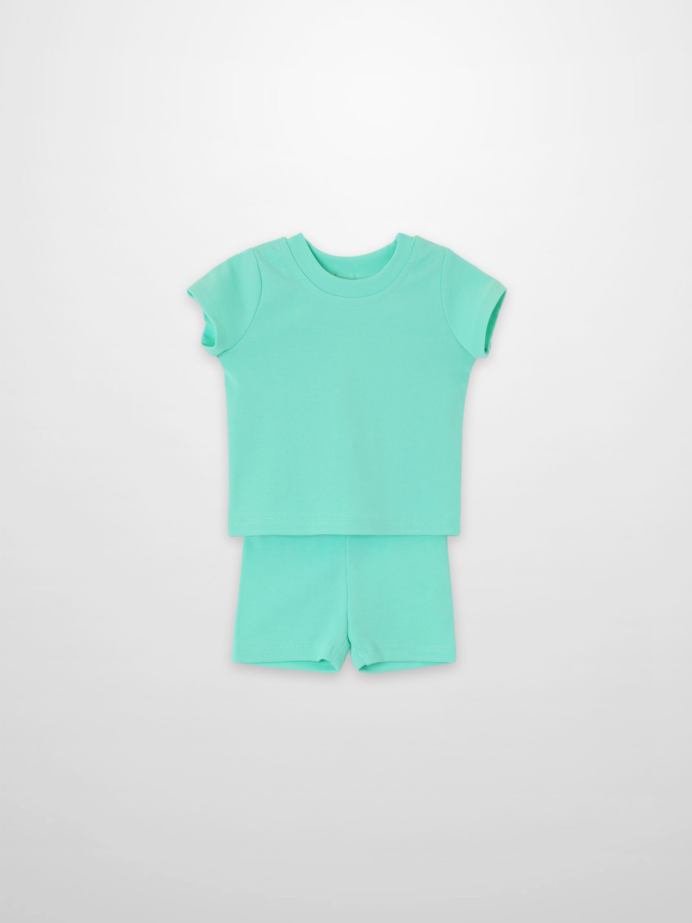Short Sleeve Boxy T-shirt  & Shorts Set - Mint Green