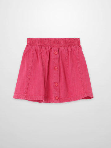 Paneled Skirt - Pink Denim