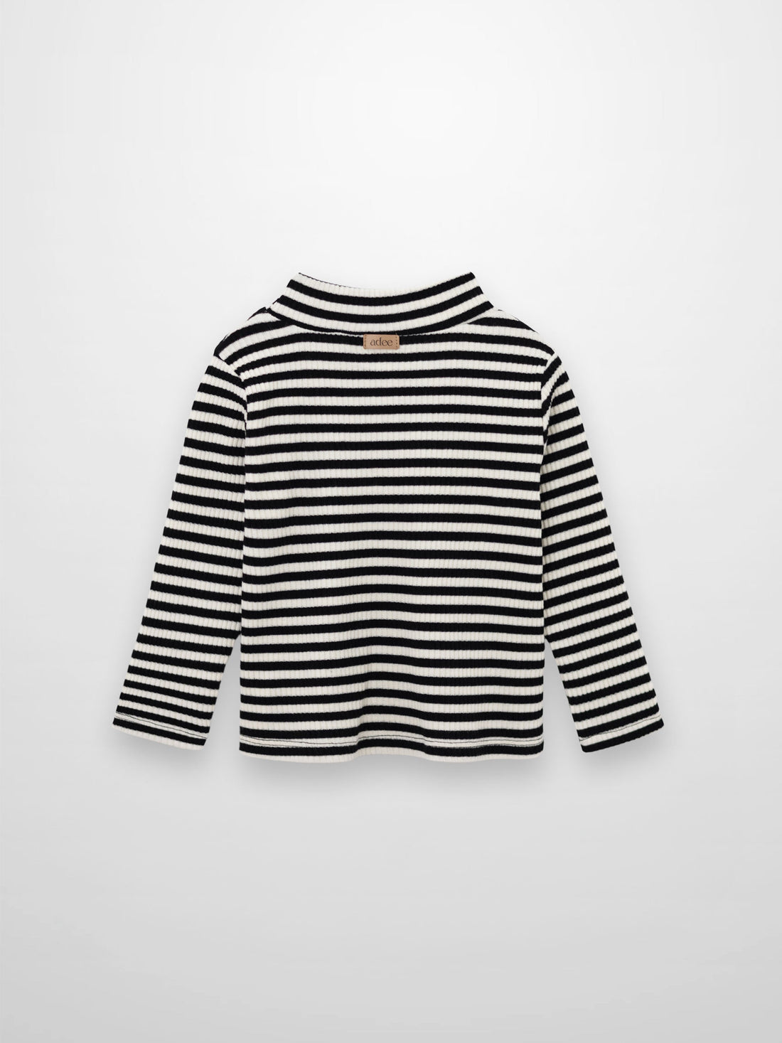 Striped Mock Neck T-Shirt - Black & White