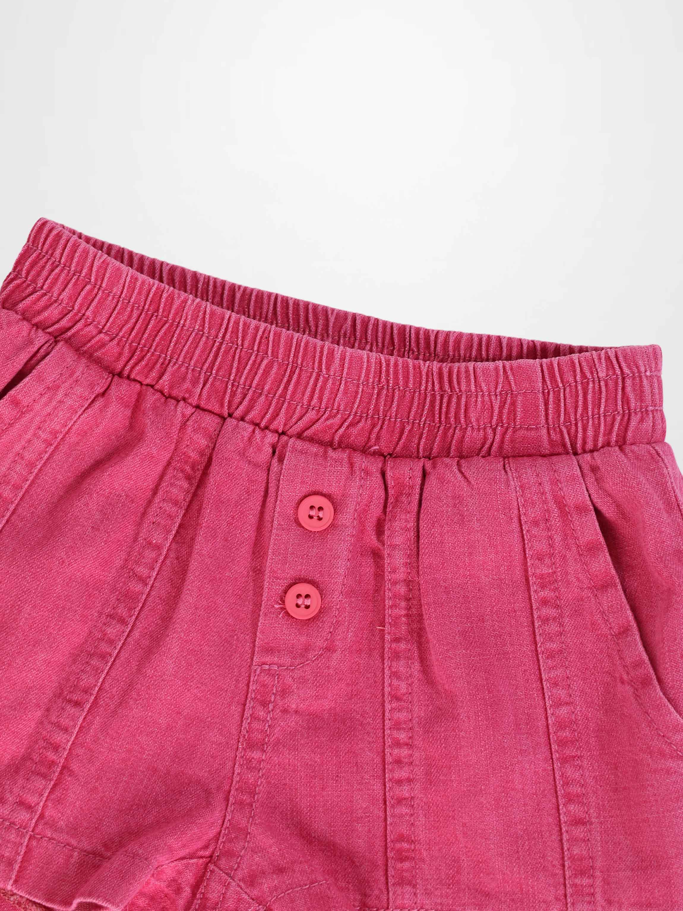 Paneled Shorts - Pink Denim