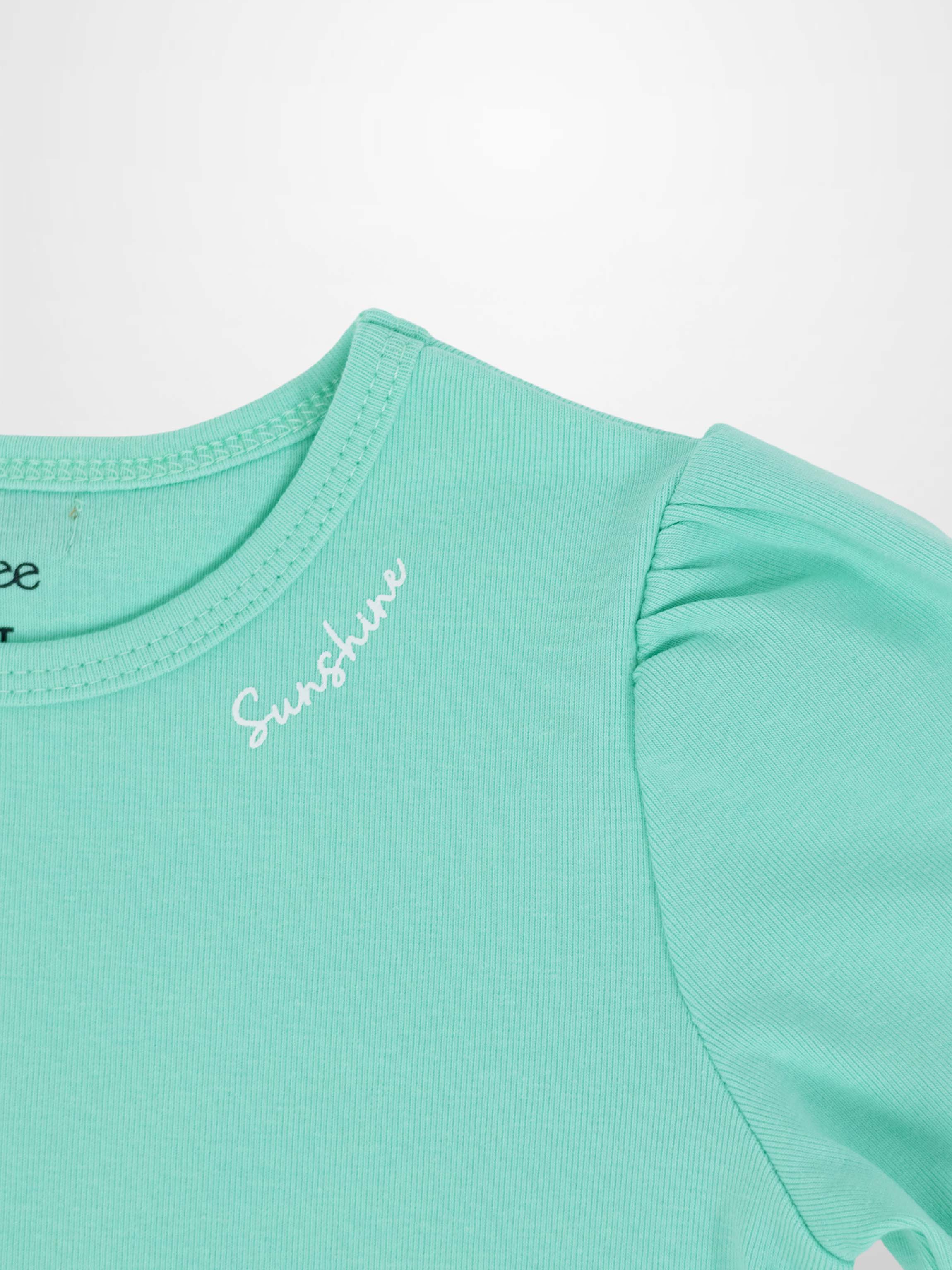 Short Puff Sleeve T-shirt & Shorts Set - Mint Green