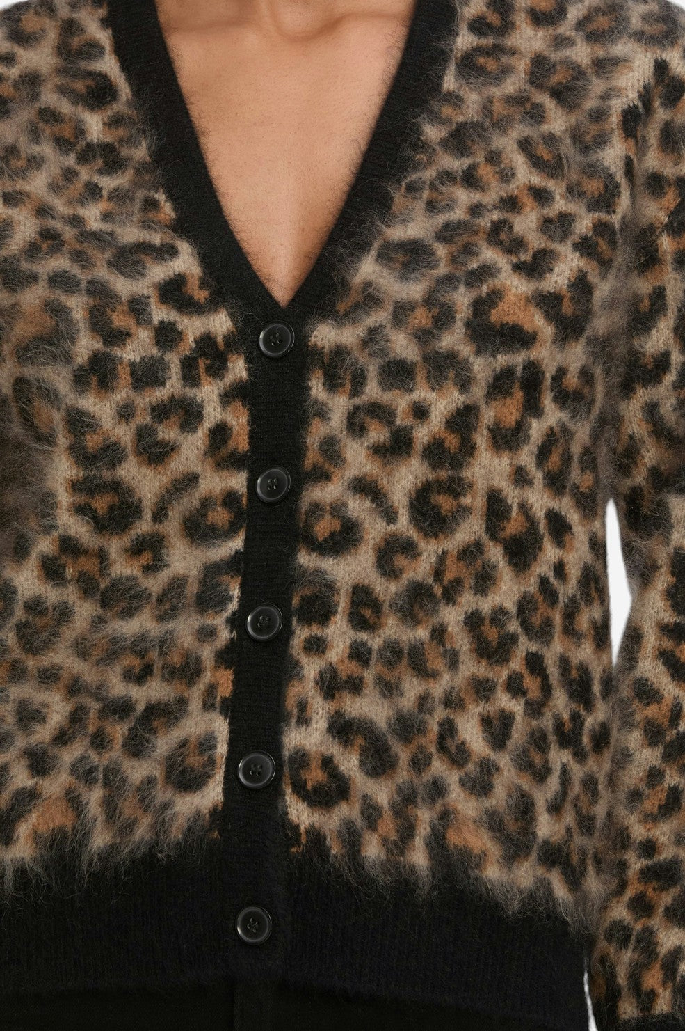 The Brushed Cashmere Cardi - Leopard