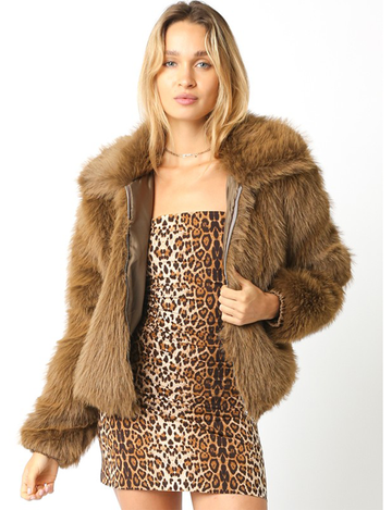 Audrey Faux Fur Jacket, Brown