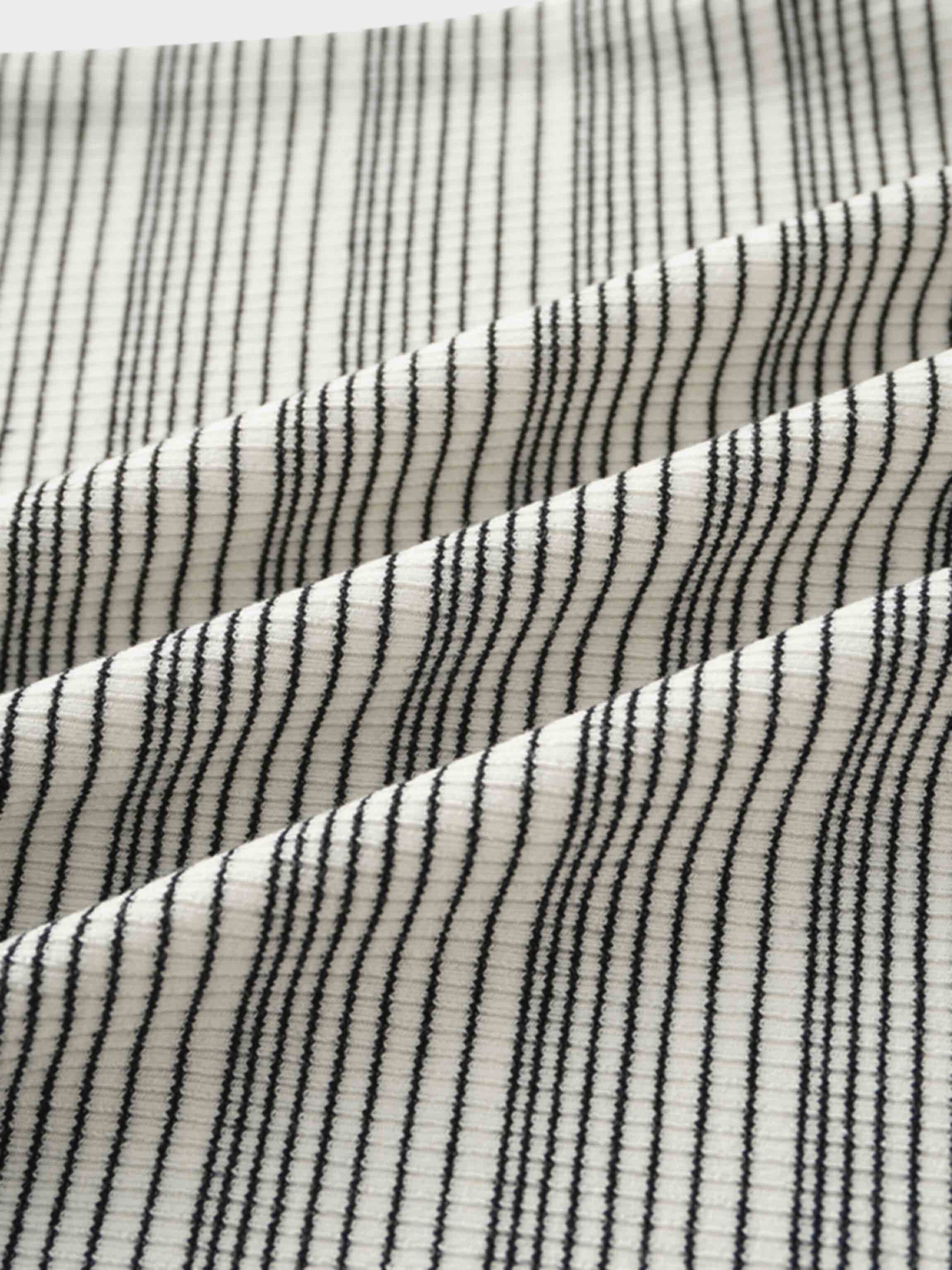 Black Striped  Fitted 3/4 Sleeve T-Shirt