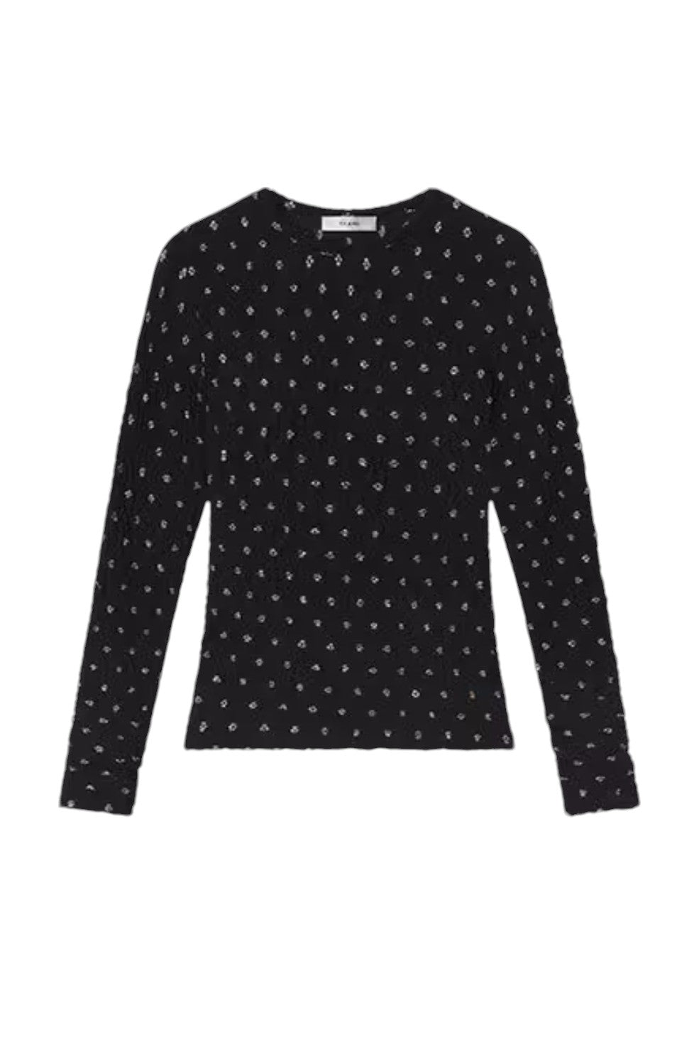 Dotted Stretch Mesh Top - Black Multi