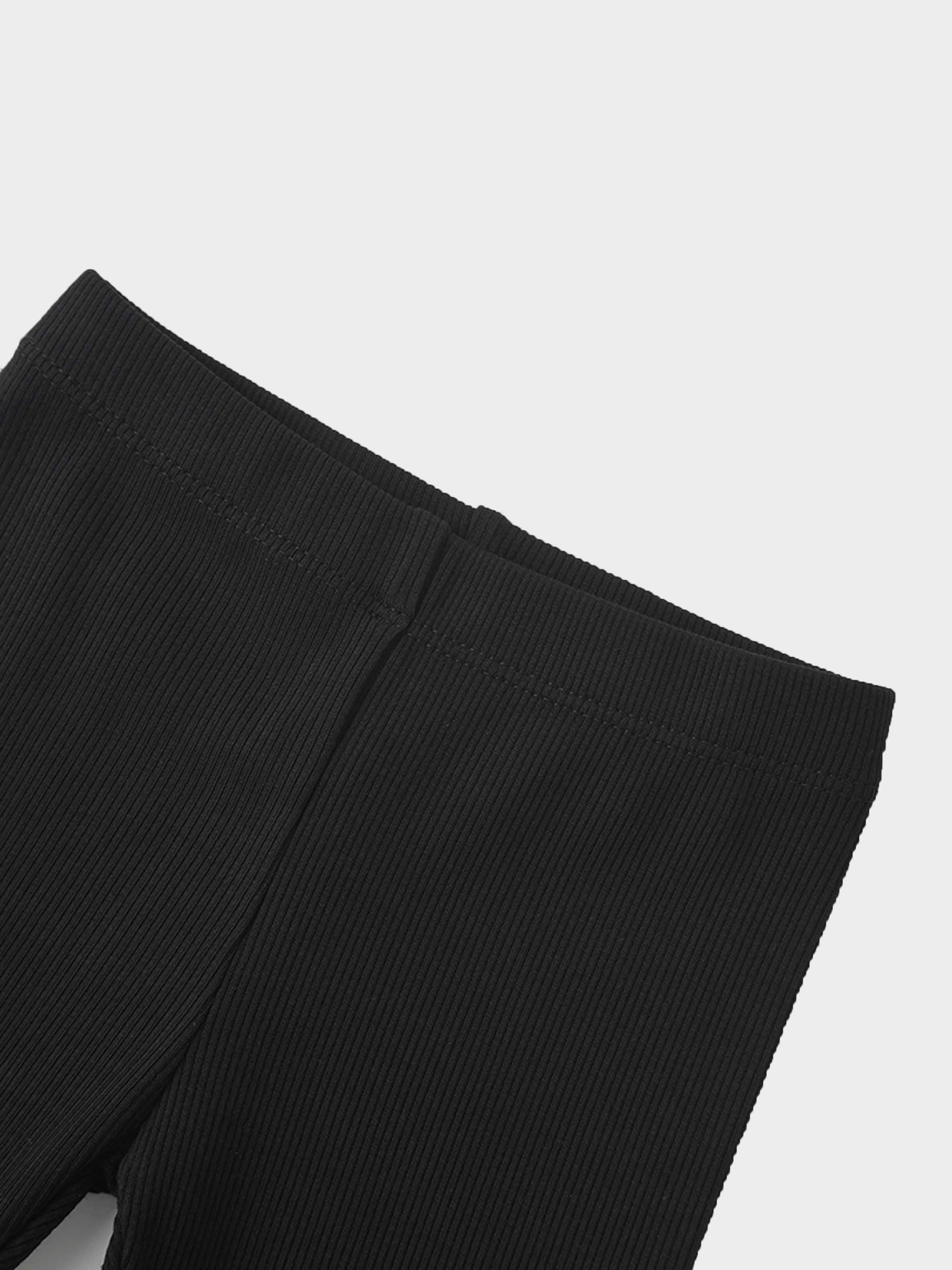 Ruffle Thin Ribbed Pajama - Black