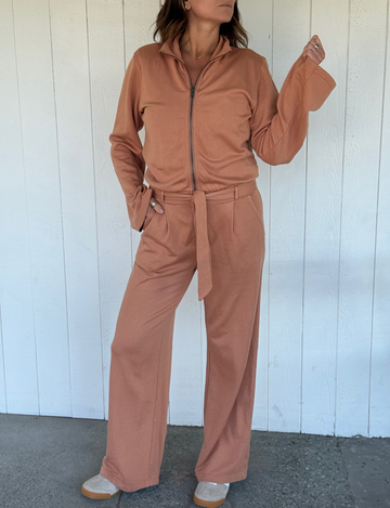 L/S Wide Leg Jumpsuit, Chai