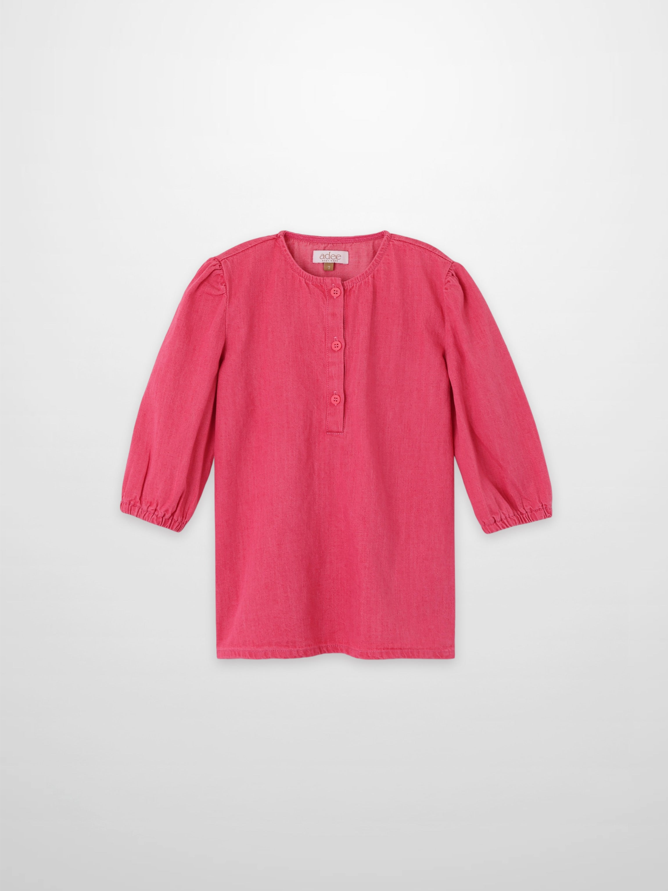 3/4 Sleeve Henley - Pink Denim