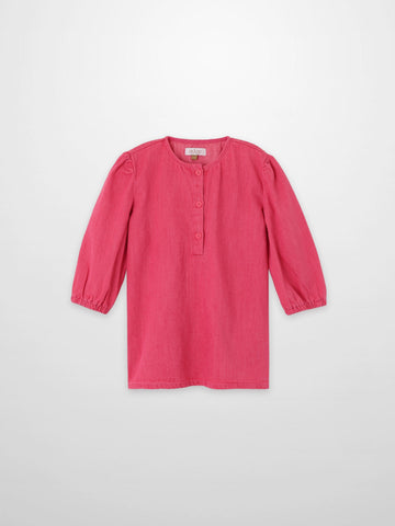 3/4 Sleeve Henley - Pink Denim