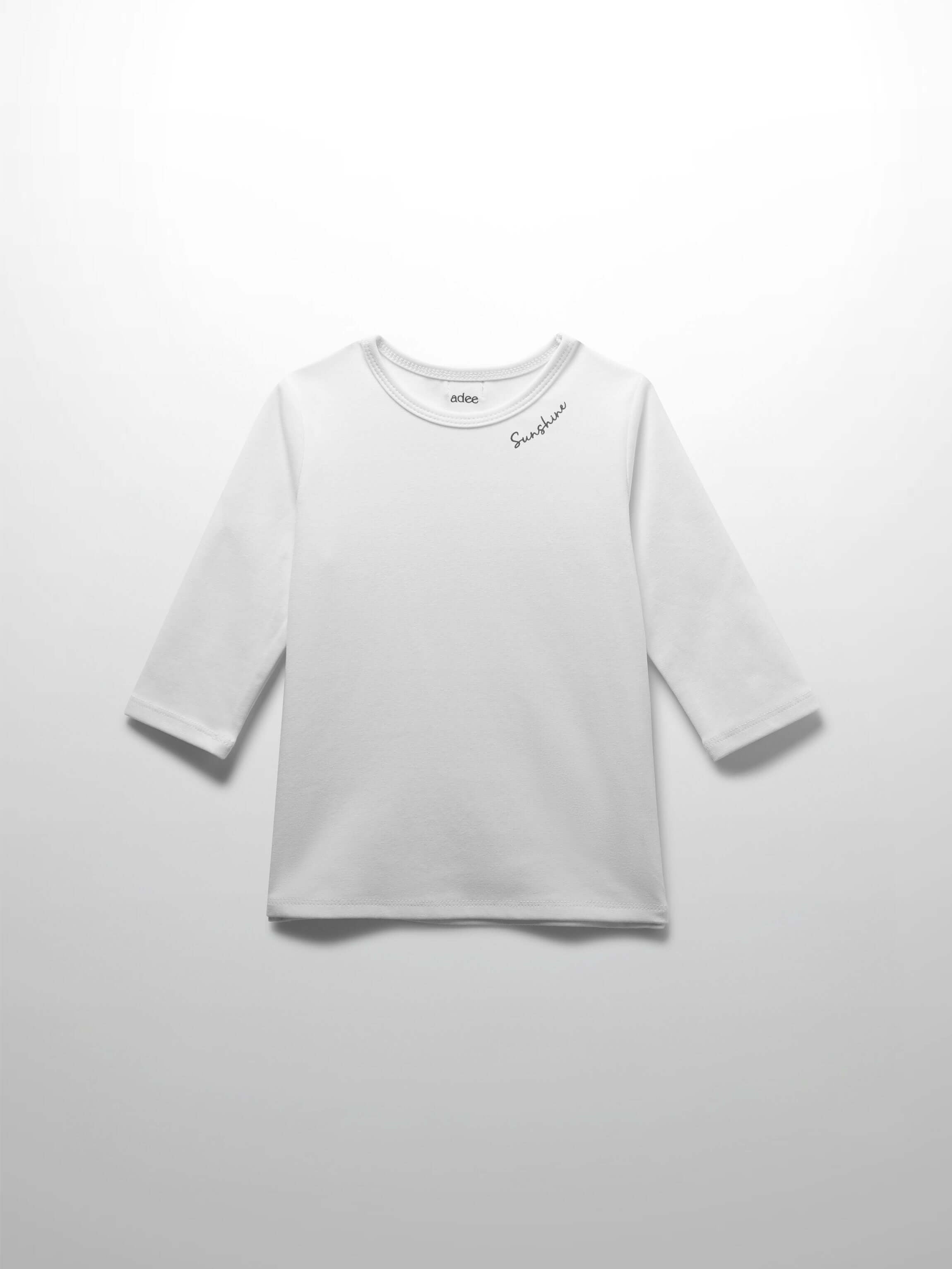 White Fitted 3/4 Sleeve T-Shirt