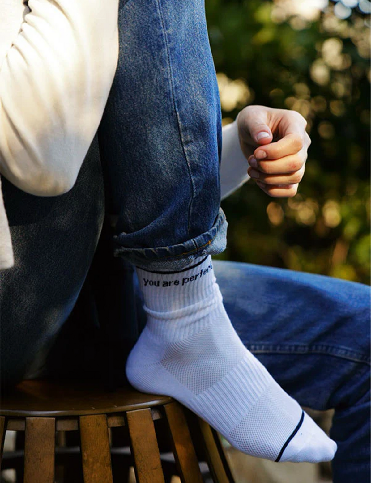 'You Are Perfect' Socks, White