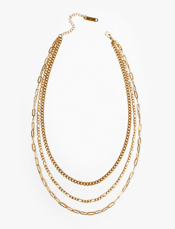 Trilogy Layers Necklace, Gold