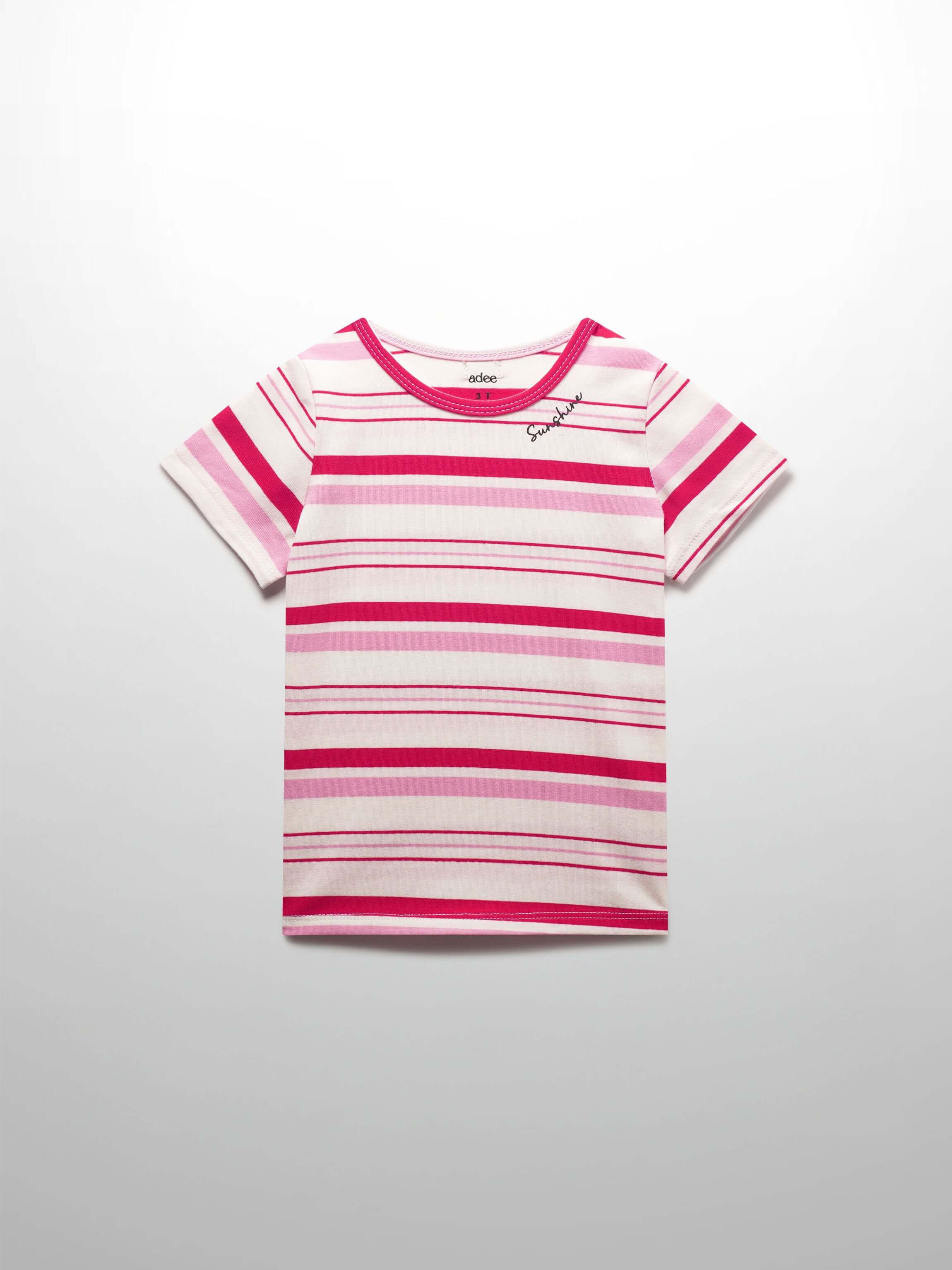 Pink & Red Striped Short Sleeve T-Shirt