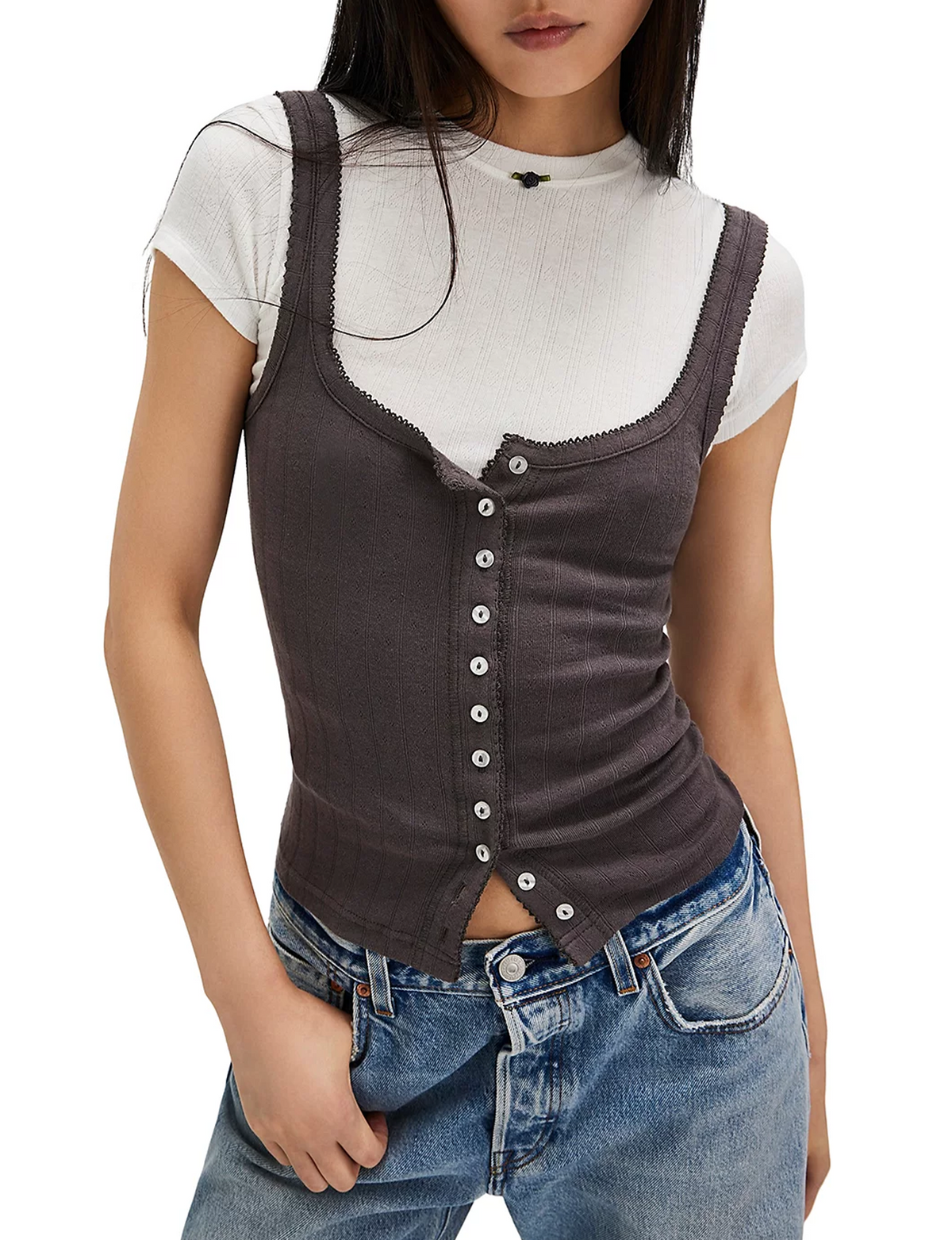 End Game Pointelle Tank, Volcanic Glass