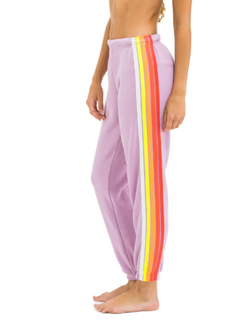 5 Stripe Sweatpants, Mauve/White Neon