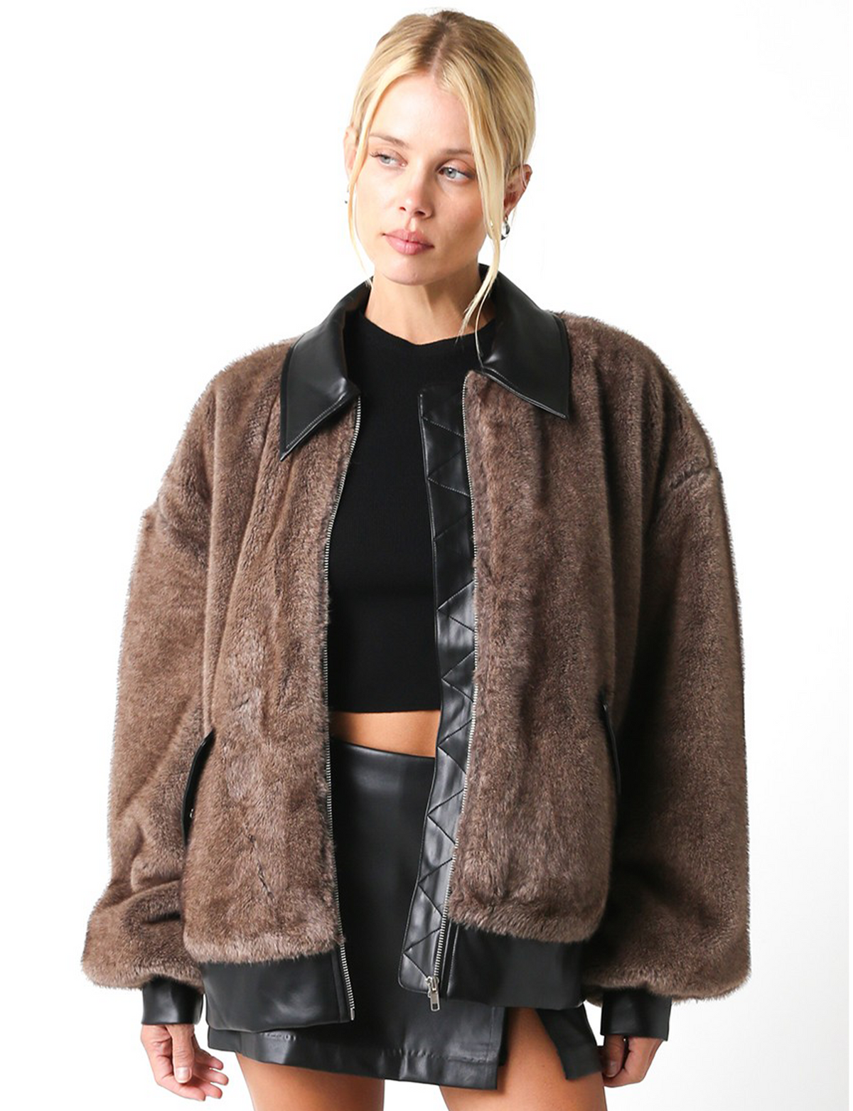 Carrie Oversized Jacket, Brown