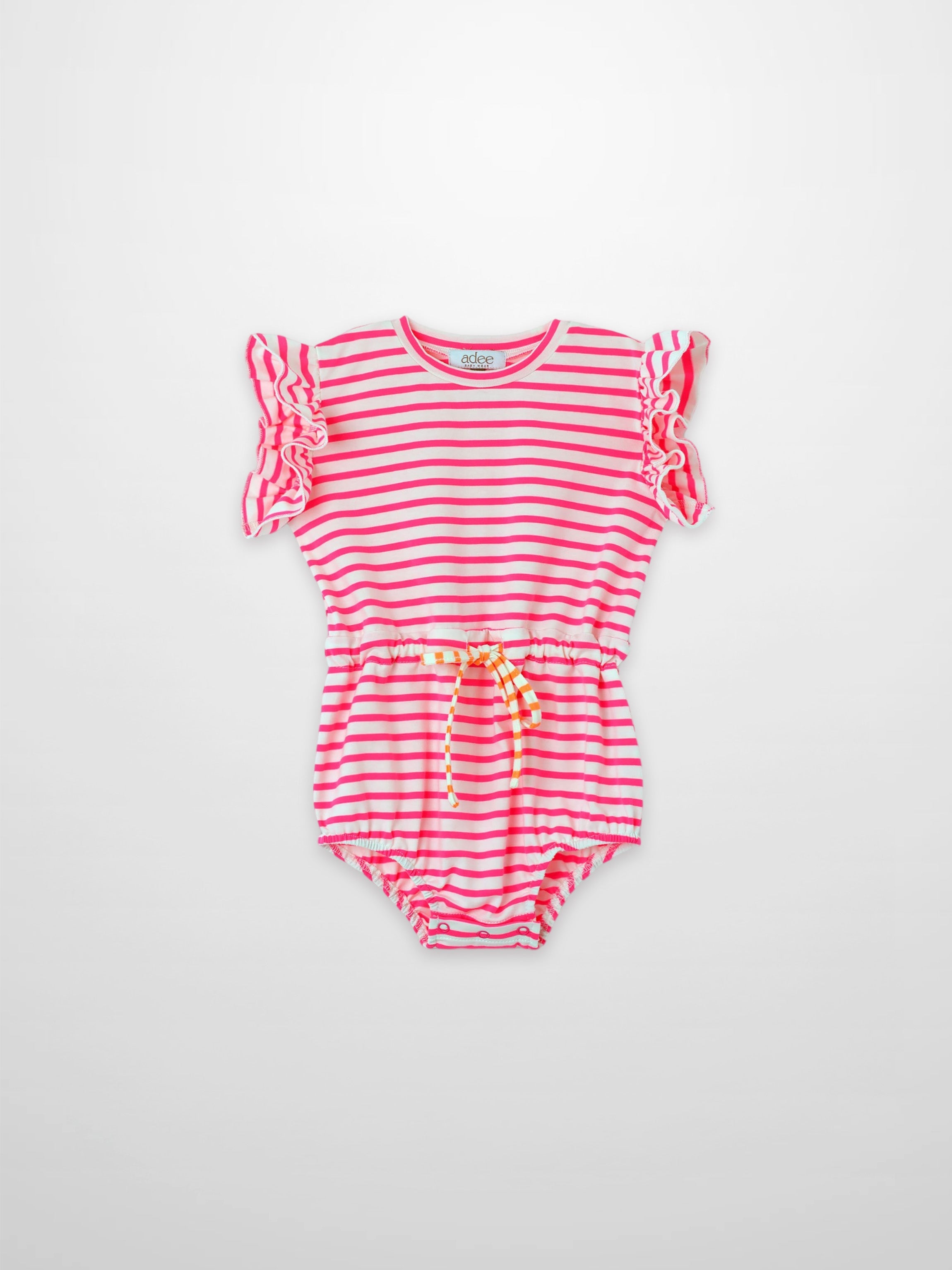 Neon Pink Striped Romper