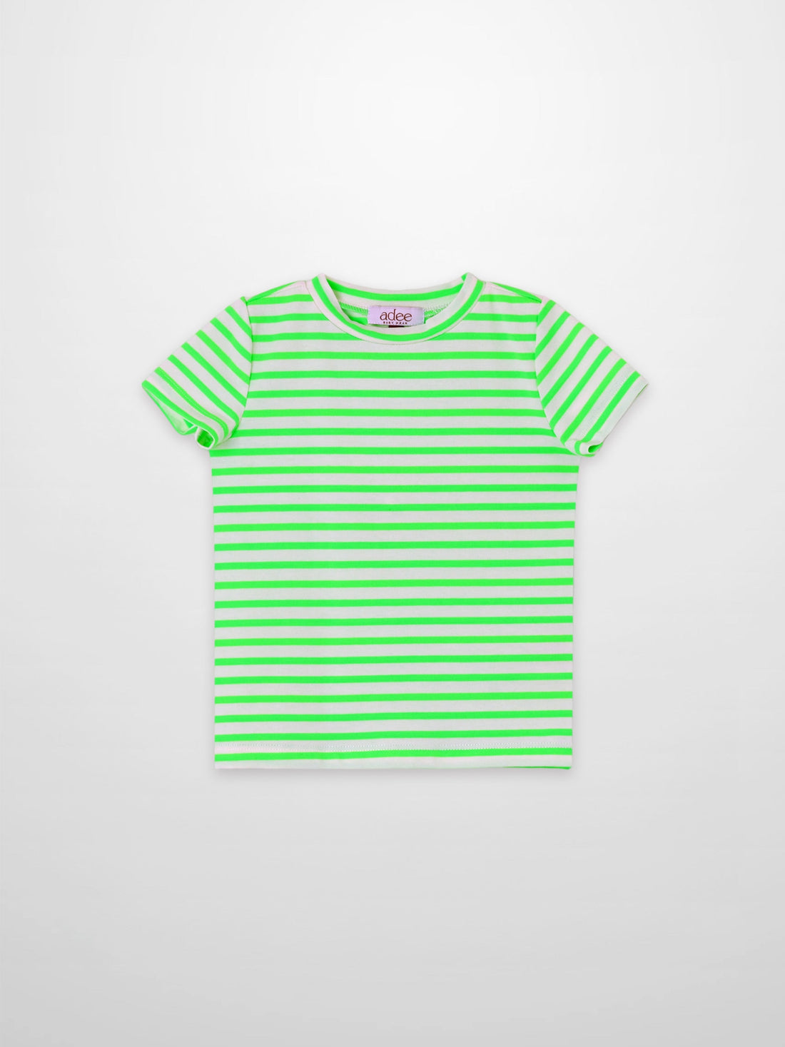 Neon Green Striped Boxy T-shirt  - Short Sleeve