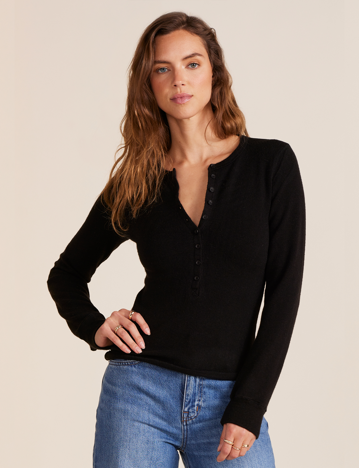 Slim Placket Tee, Black