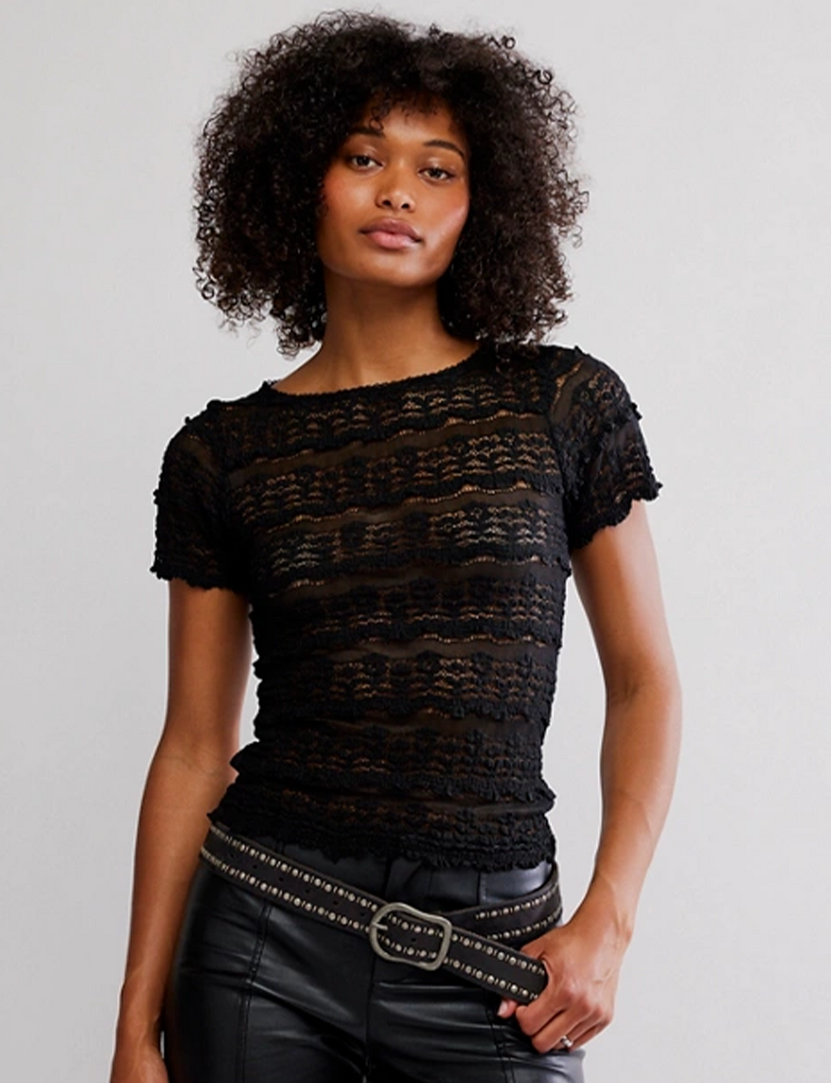 Angelina Lace Tee, Black