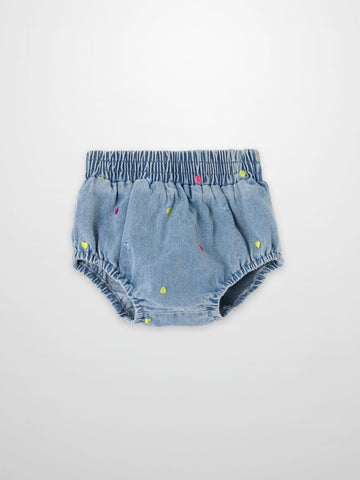 Embroidered Heart Denim Bloomers