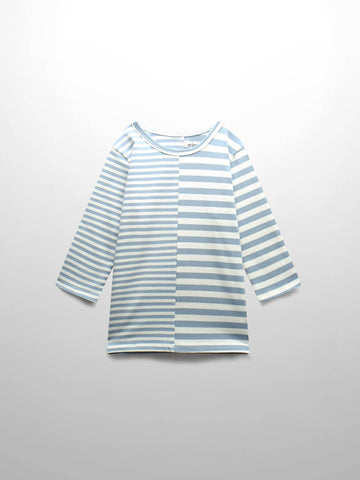 Striped Fitted T-shirt with 3/4 sleeves