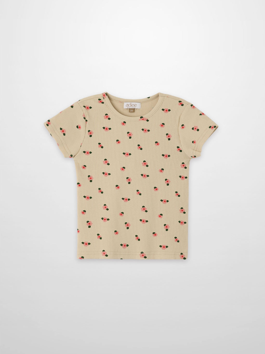 Tan Floral T-shirt - Short Sleeve