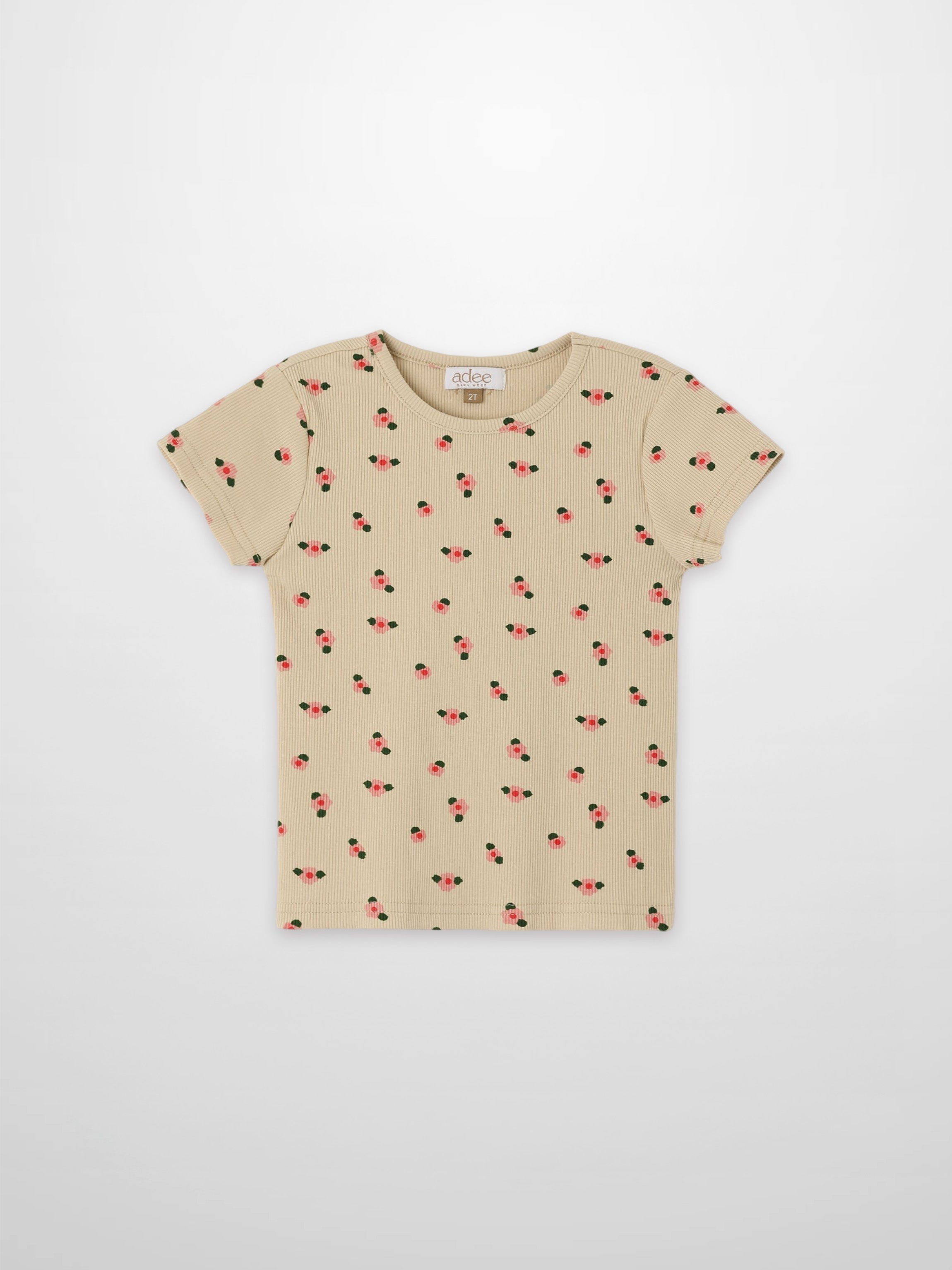 Tan Floral T-shirt - Short Sleeve