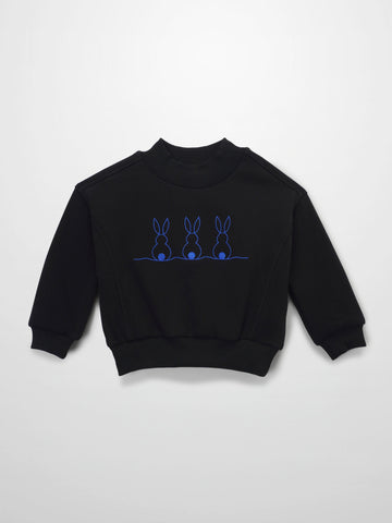 Embroidered Bunny Sweatshirt - Blue