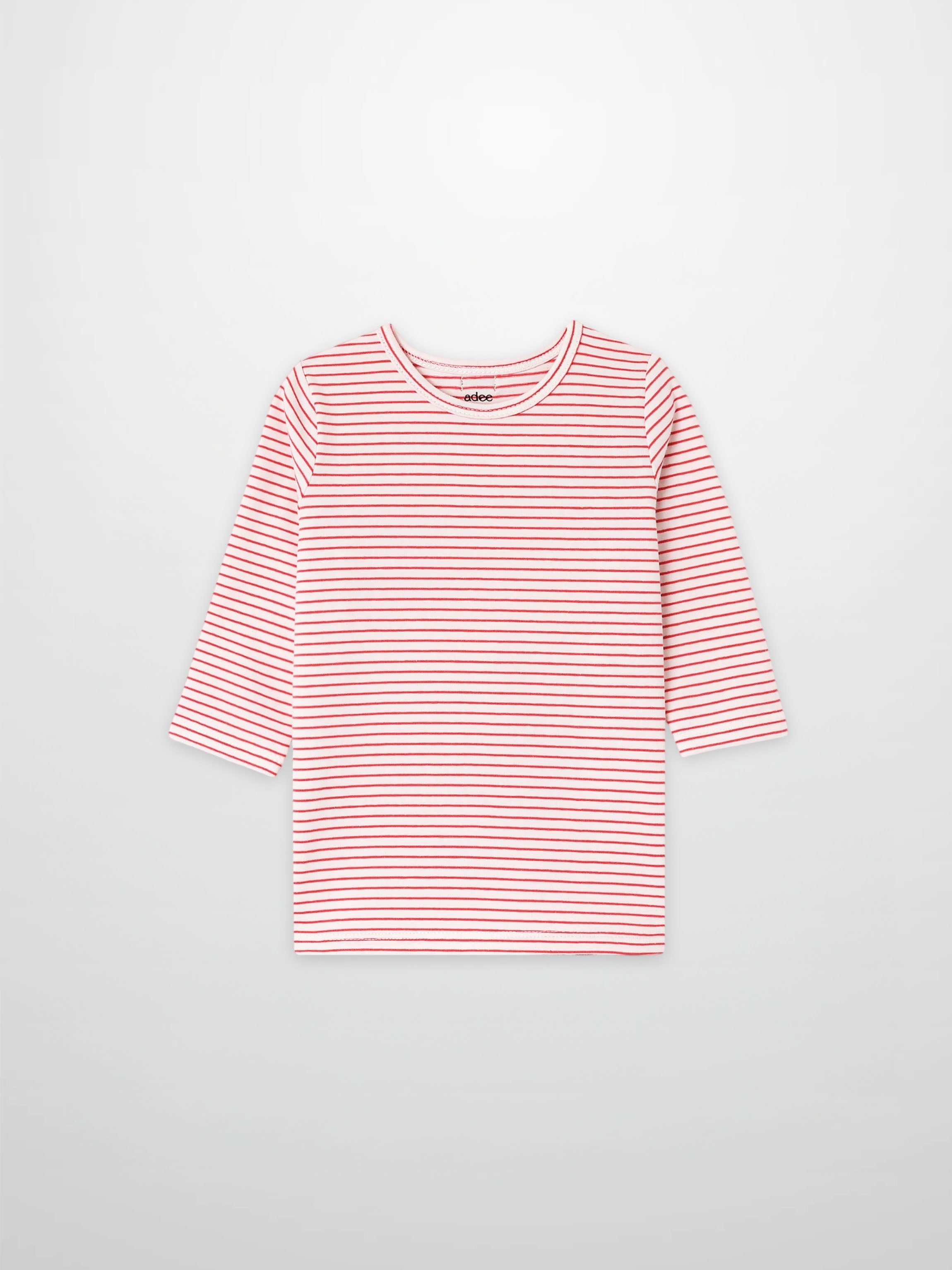 Pink Striped 3/4 Sleeve T-Shirt