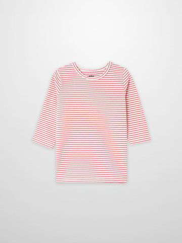 Pink Striped 3/4 Sleeve T-Shirt