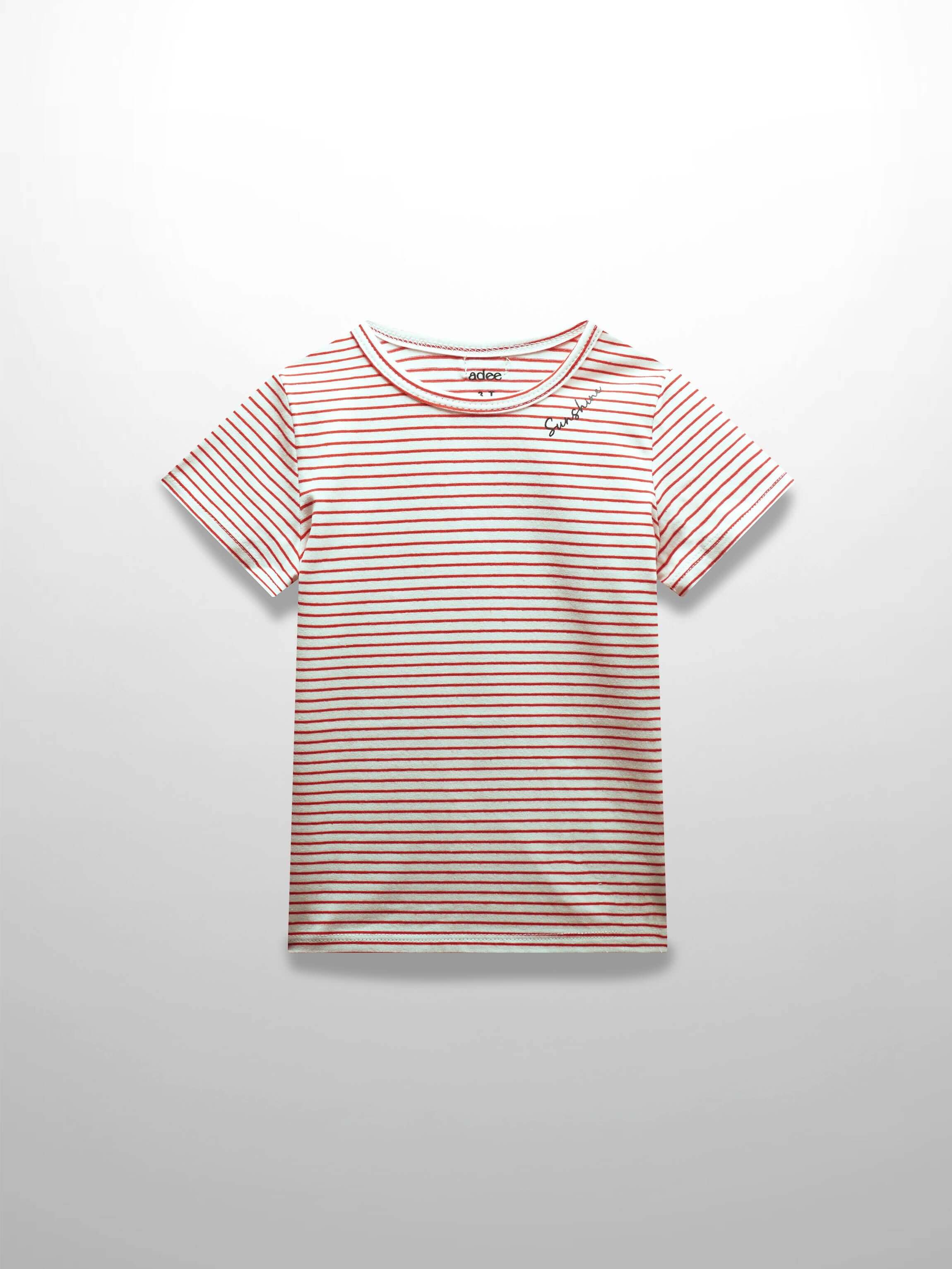 Pink & White Striped Short  Sleeve T-Shirt