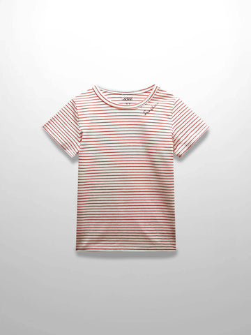 Pink & White Striped Short  Sleeve T-Shirt