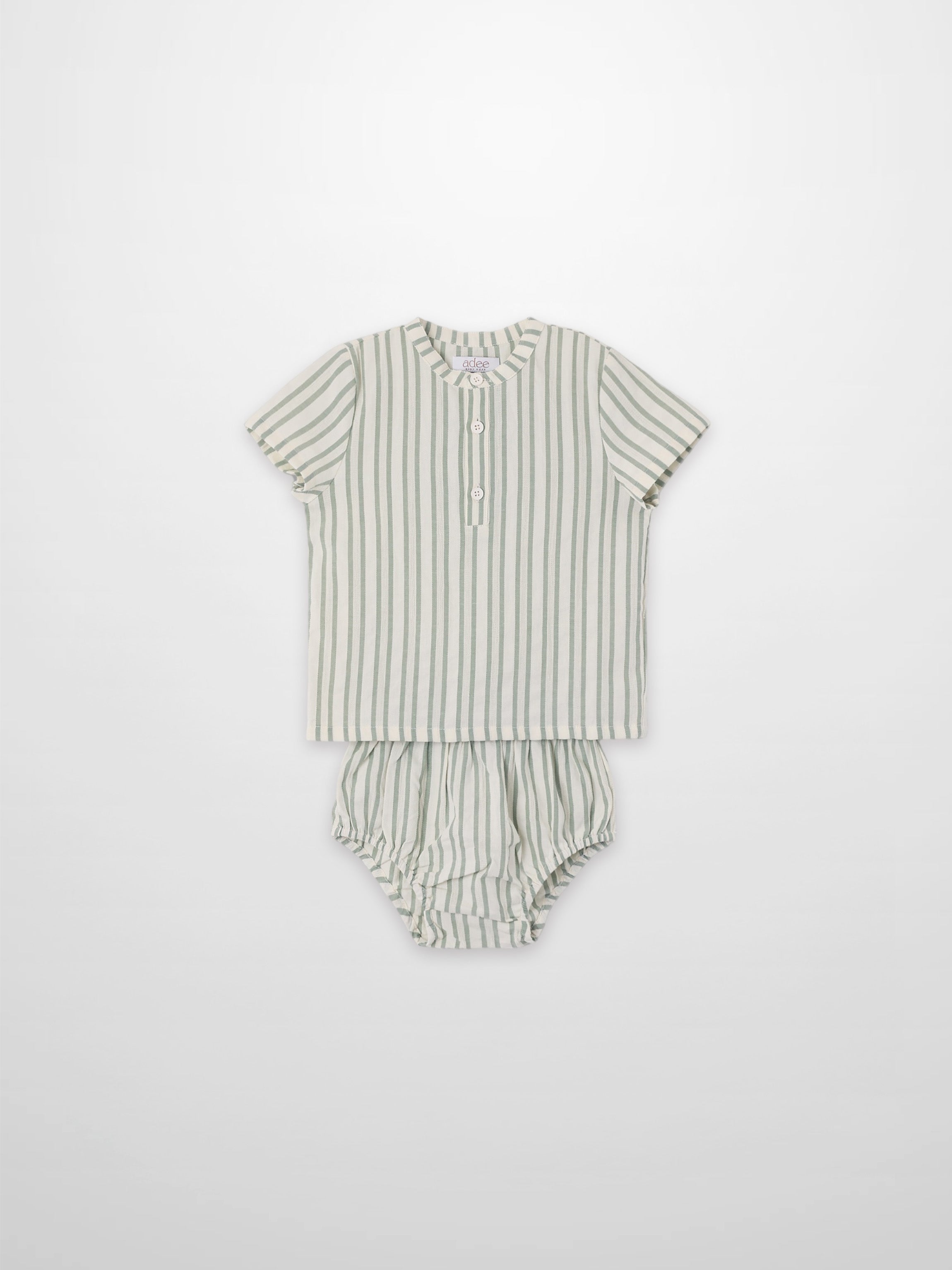 Green Striped Shirt & Bloomers Set