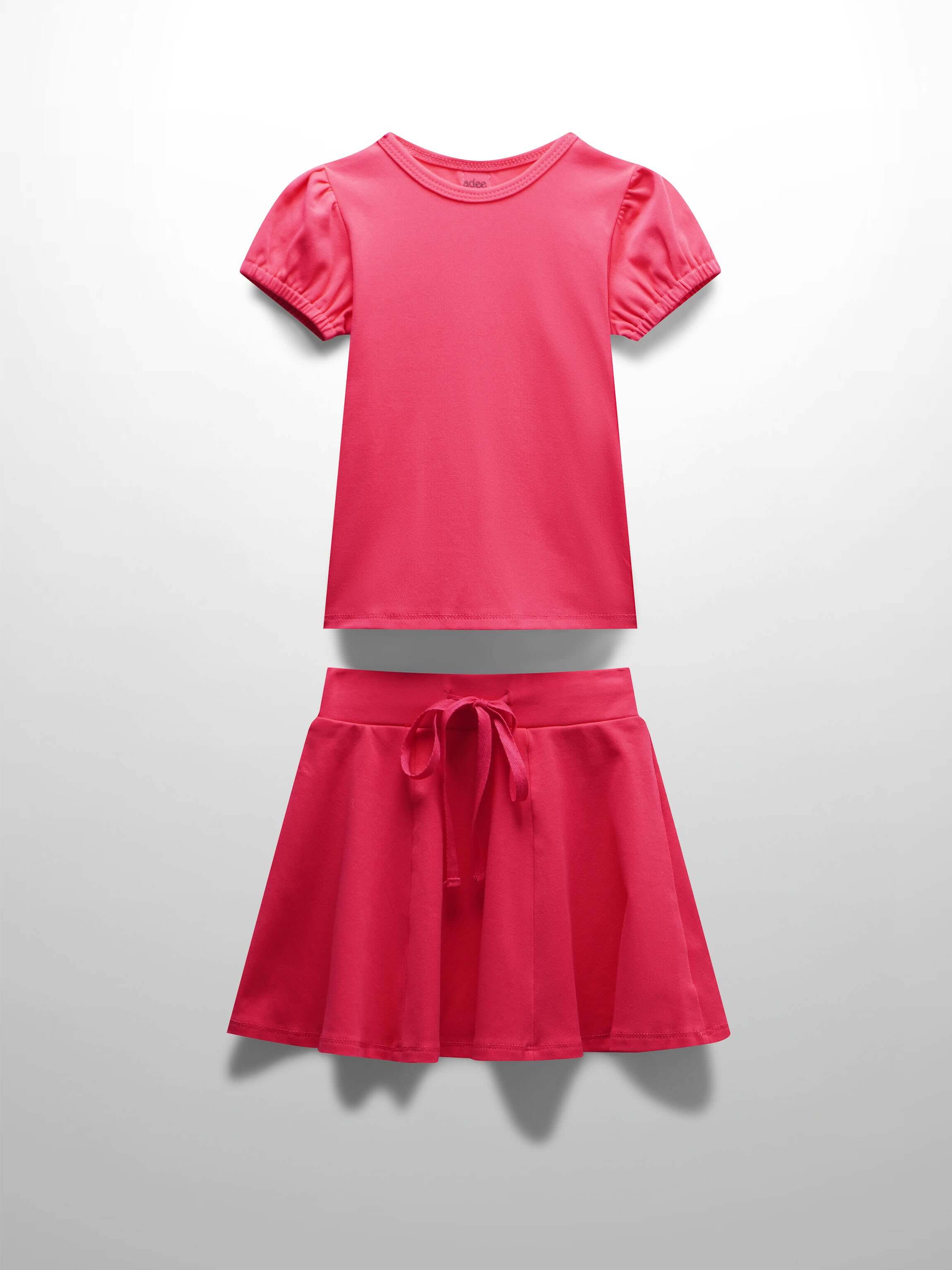 Pink Skirt with Short Sleeve Bubble Shirt