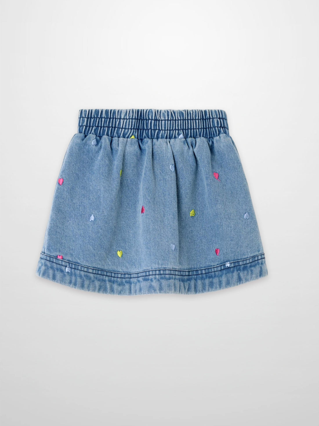 Embroidered Heart Denim Skirt