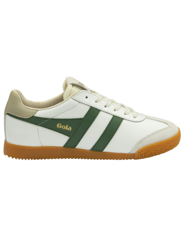 Elan Leather Sneaker, White/Evergreen/Bone