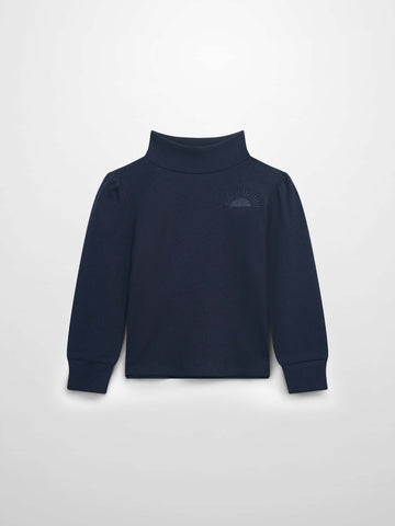 Ribbed Puff Sleeve Shirt - Navy