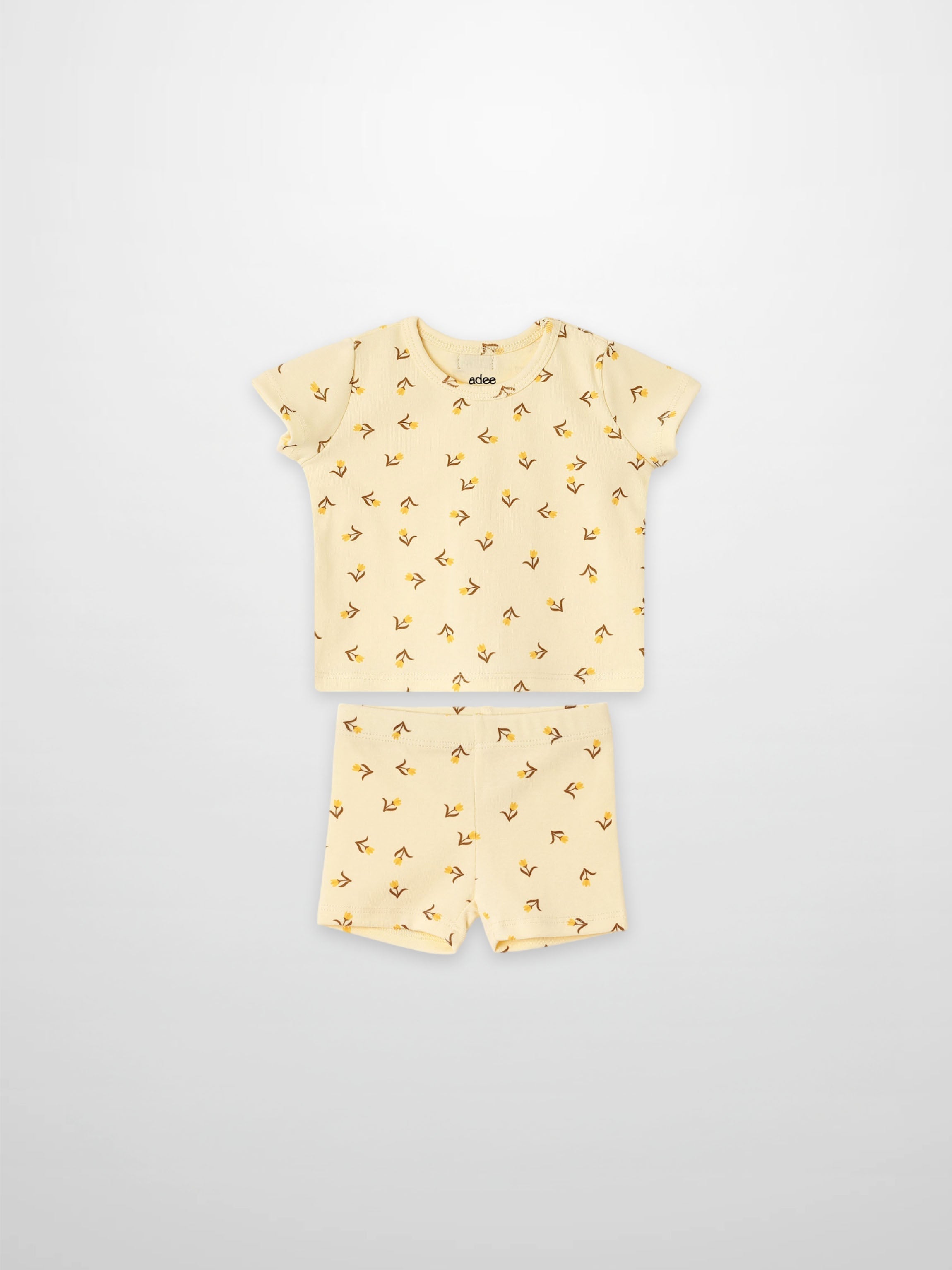 Butter Yellow Tulip Short Sleeve T-Shirt & Shorts Set