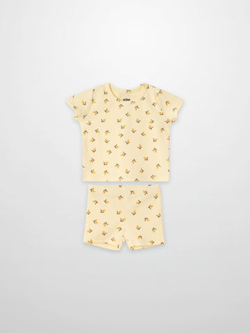 Butter Yellow Tulip Short Sleeve T-Shirt & Shorts Set