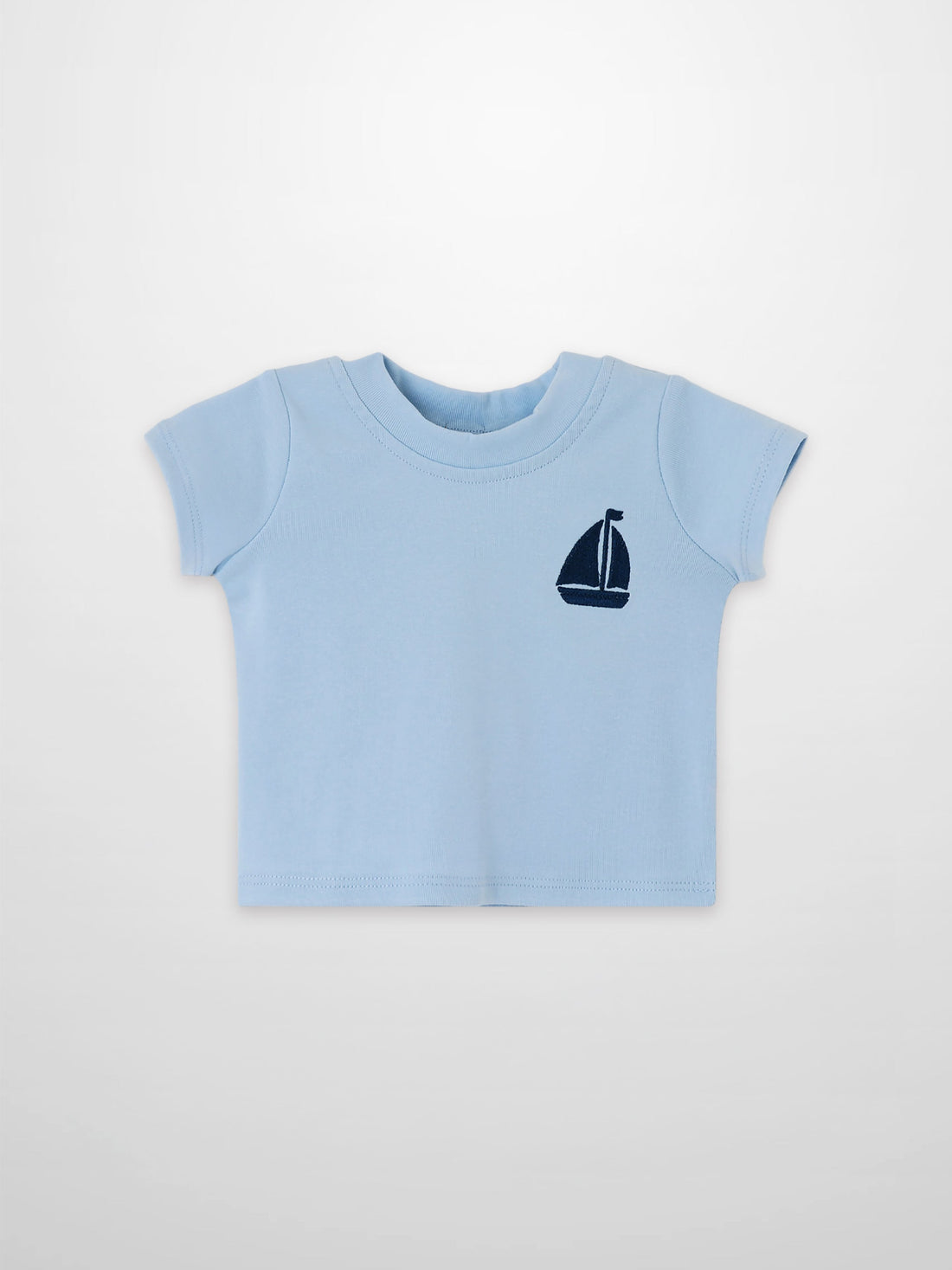 Short Sleeve Emblem Boxy T-Shirt - Light Blue