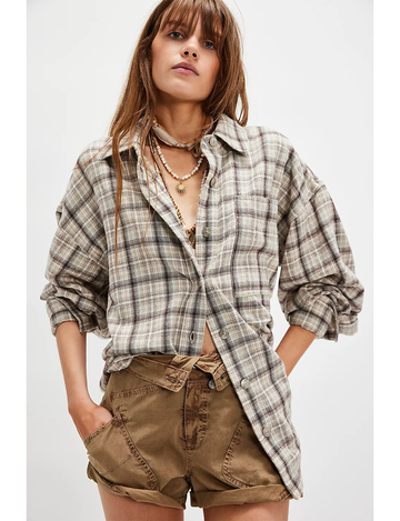 Ashley Plaid Shirt, Ivory Combo/Krista Shad