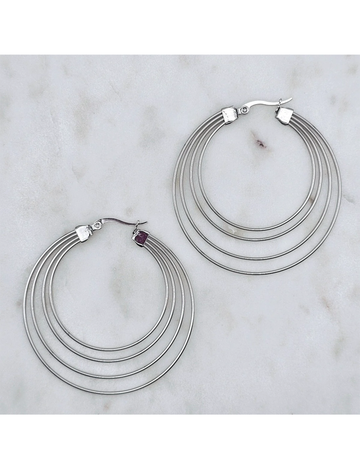Tre Wire Hoops, Silver