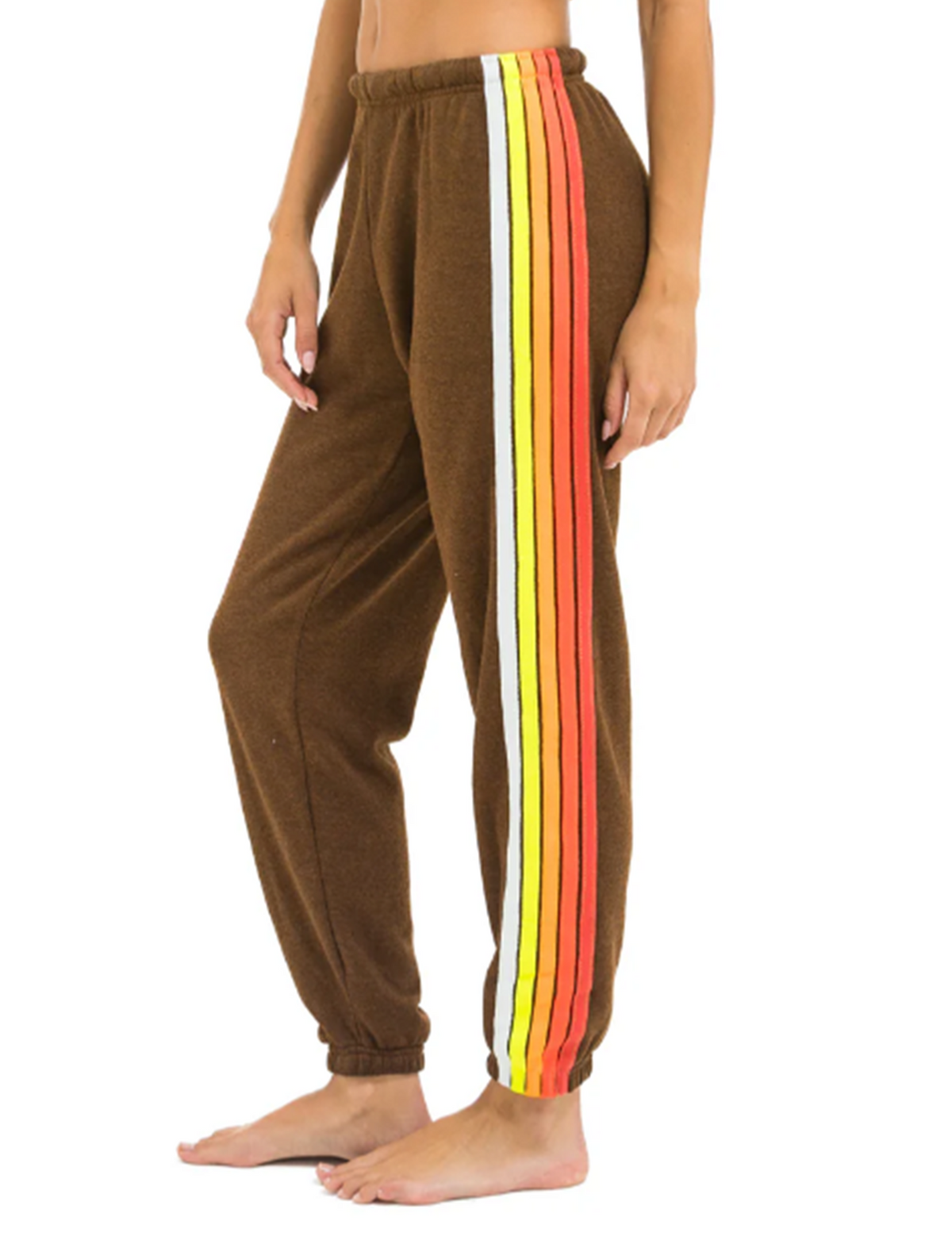 5 Stripe Sweatpants, Chocolate/White Neon