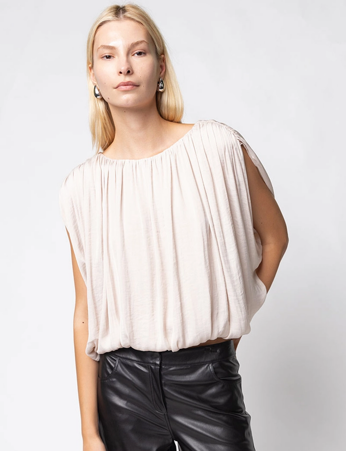 Grecian Drape Blouse, Papyrus