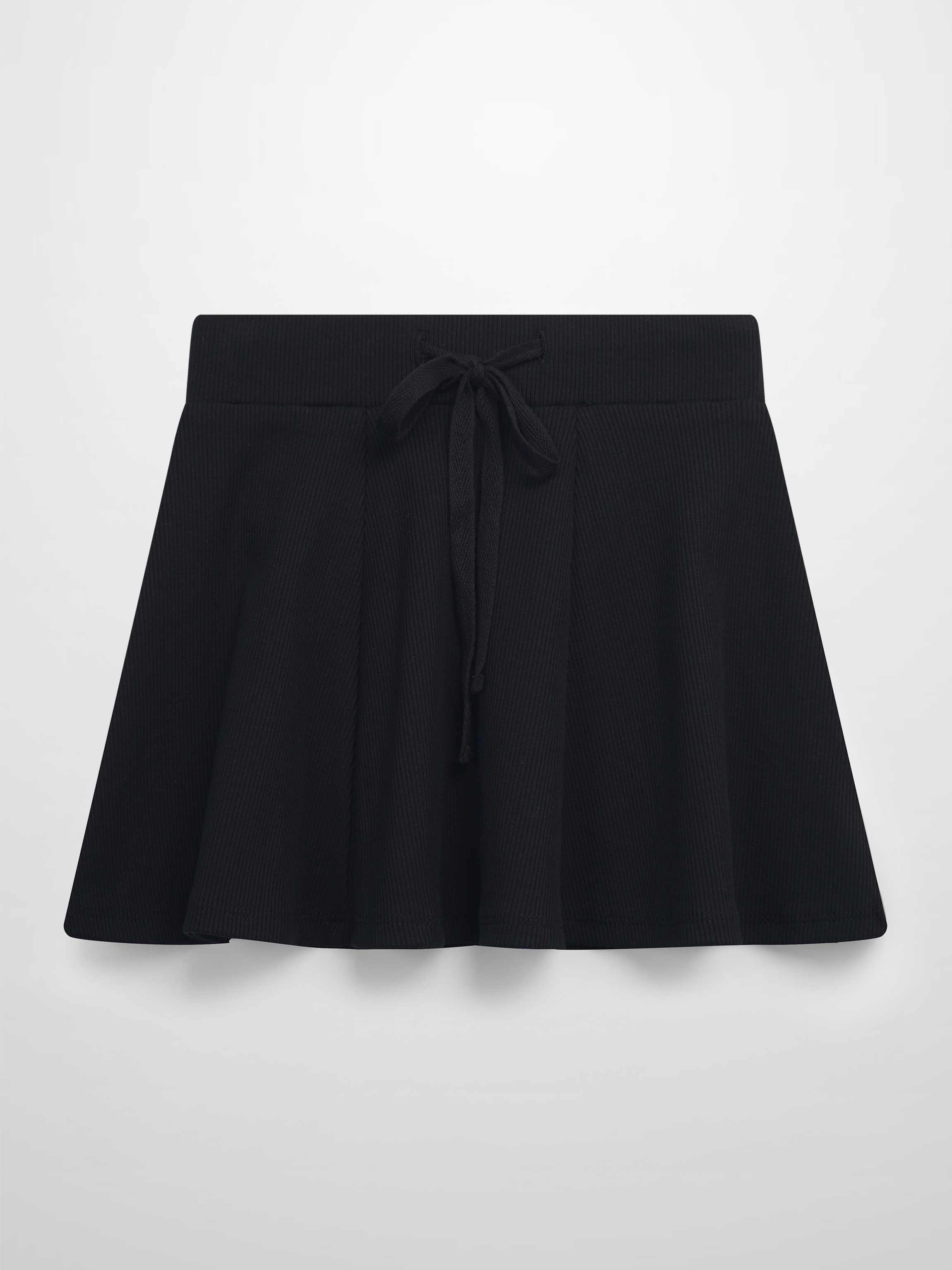 6 Panel Skirt - Black Ribbed