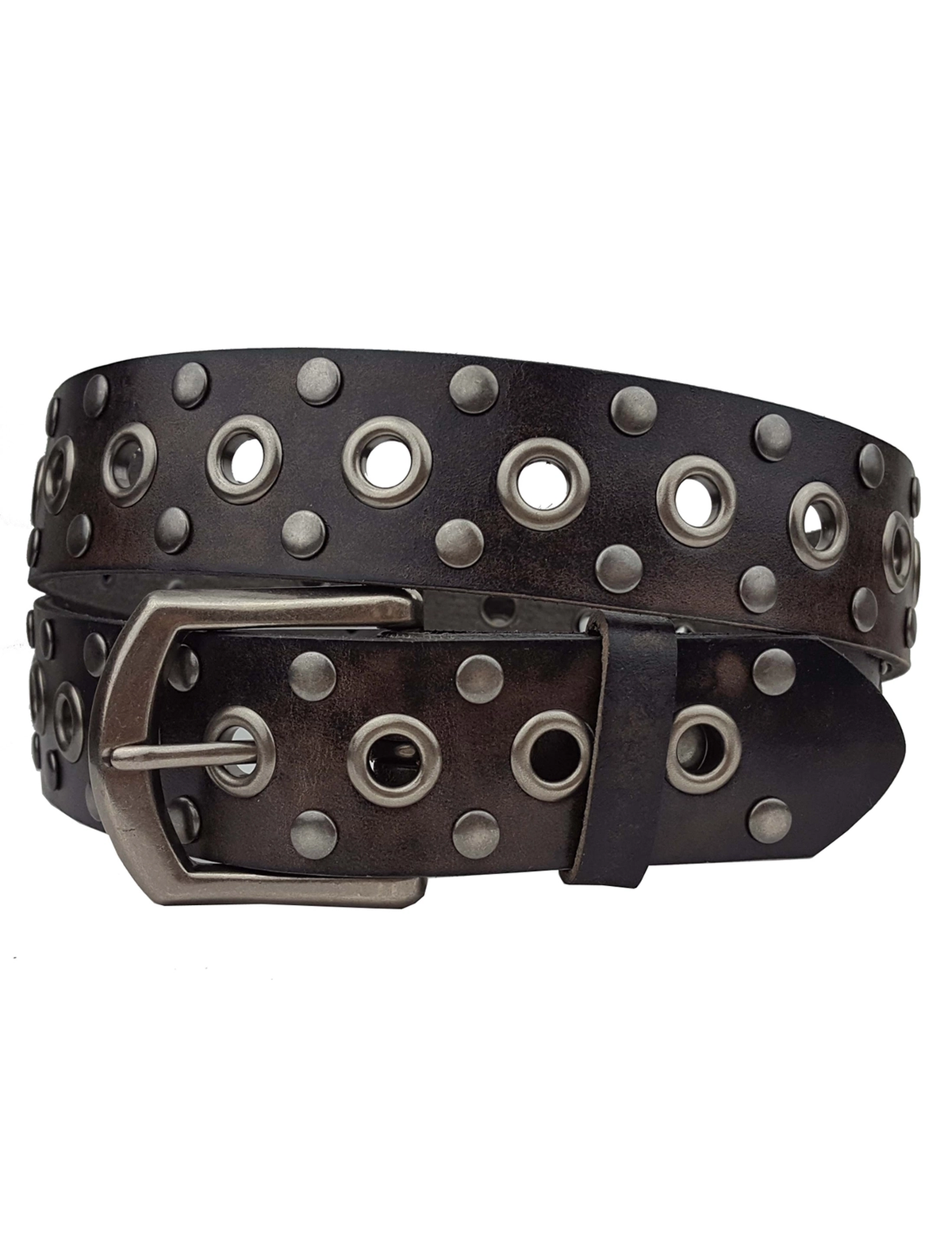 Vintage Leather Studded Belt, Black