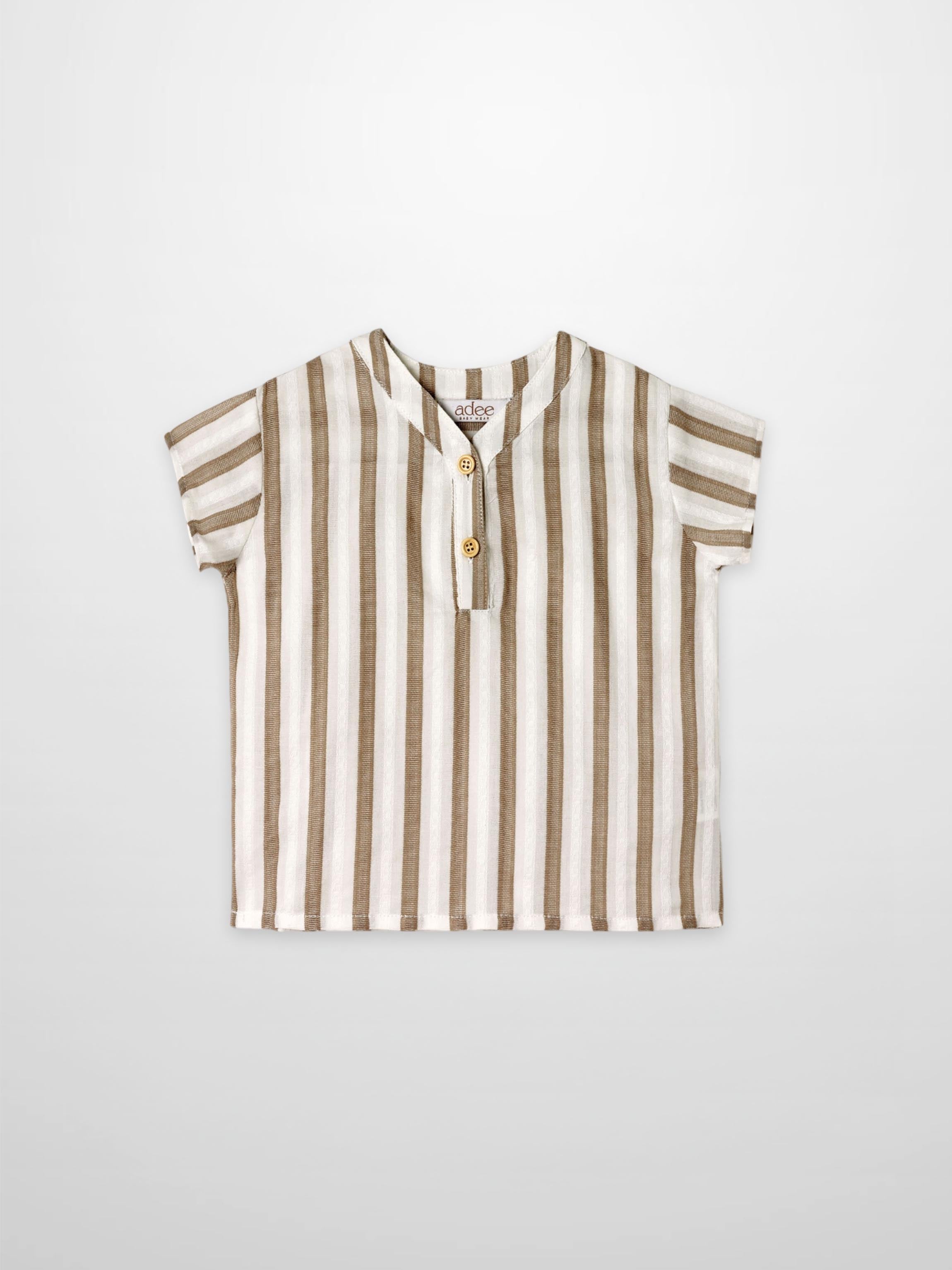 Tan and White Striped Shirt