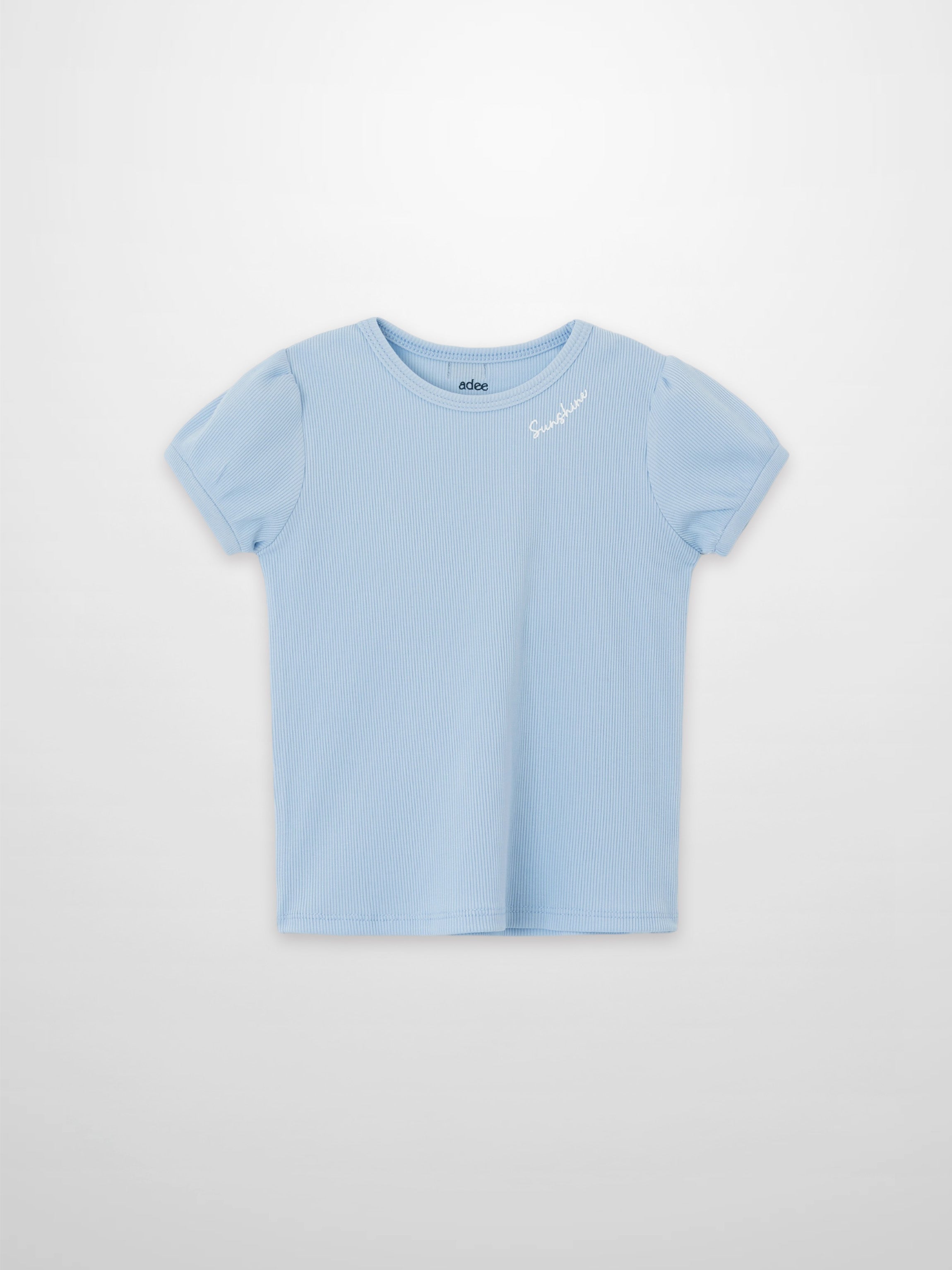 Short Puff Sleeve T-shirt - Light Blue