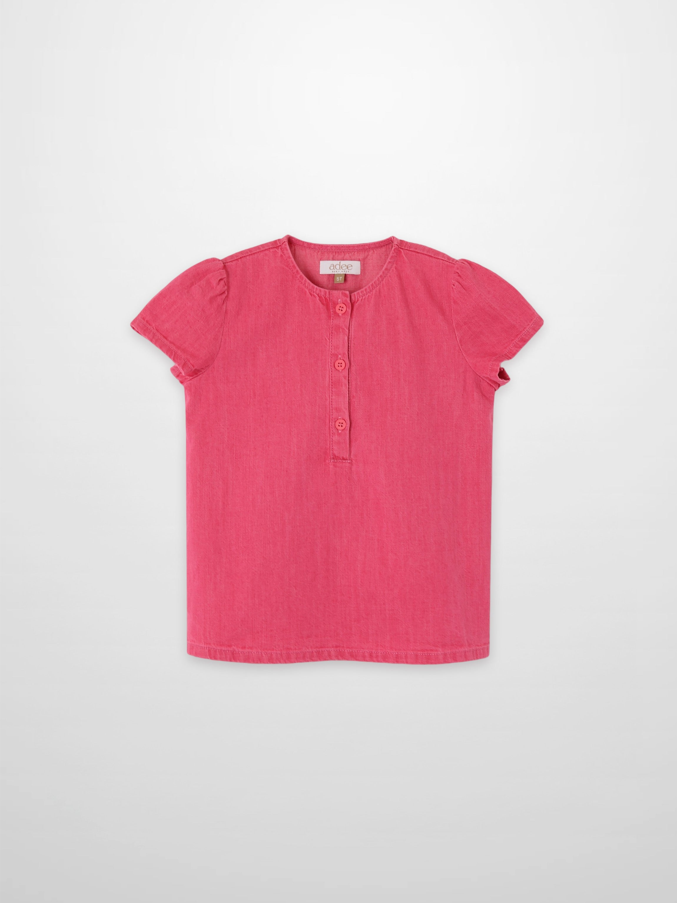 Short Sleeve Henley - Pink Denim